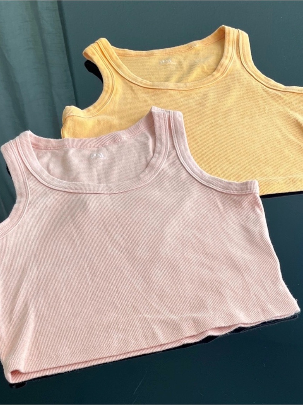 PacSun Peach & Orange Ribbed Crop Tank Set